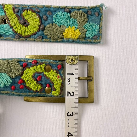 Boho Floral Embroidered Canvas Belt Size S/M - Picture 7 of 9